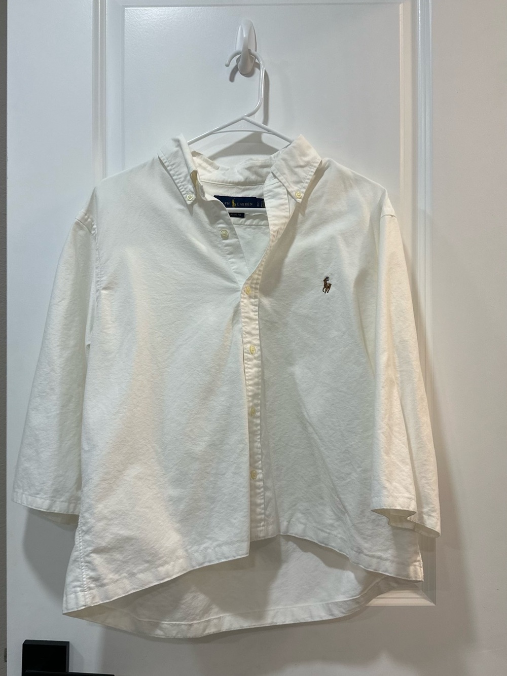 Ralph Lauren Cream Button-Down Shirt with Embroidered Pony